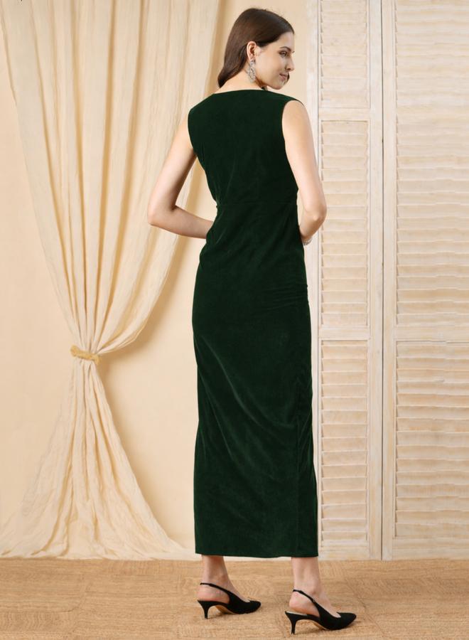 ميش فستان طويل نسائي مخمل بلا أكمام - Image 5